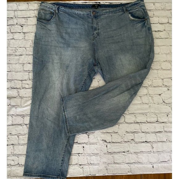 Ellos Womens Plus Size Blue Jeans Size 28‎ Tag 32 Curvy Denim High Rise Straight - Picture 1 of 16